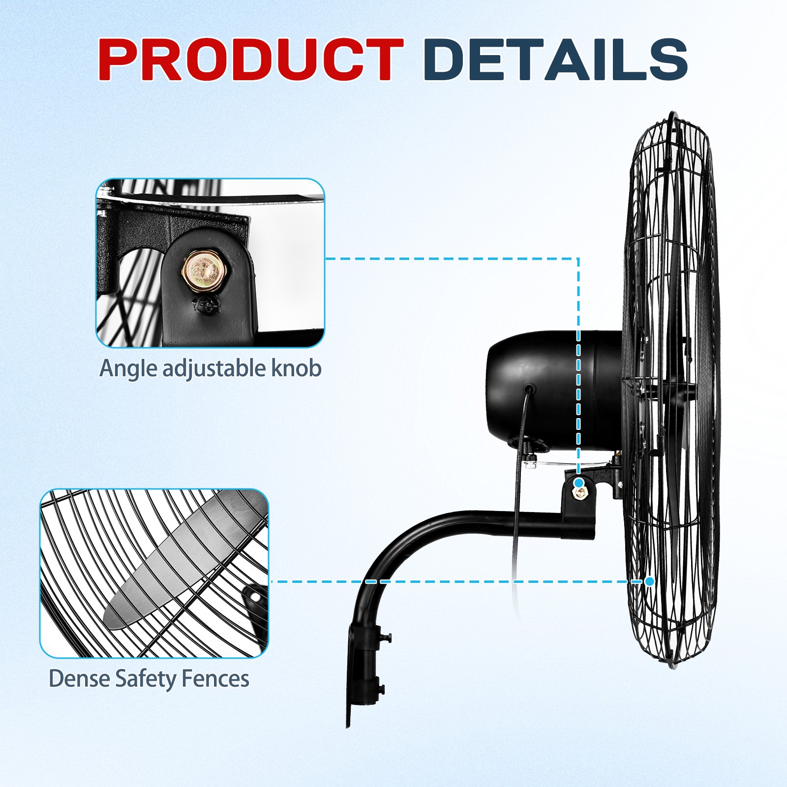 26″ Oscillating High Velocity Industrial Wall Mounted Heavy Duty Shop Fan, Black