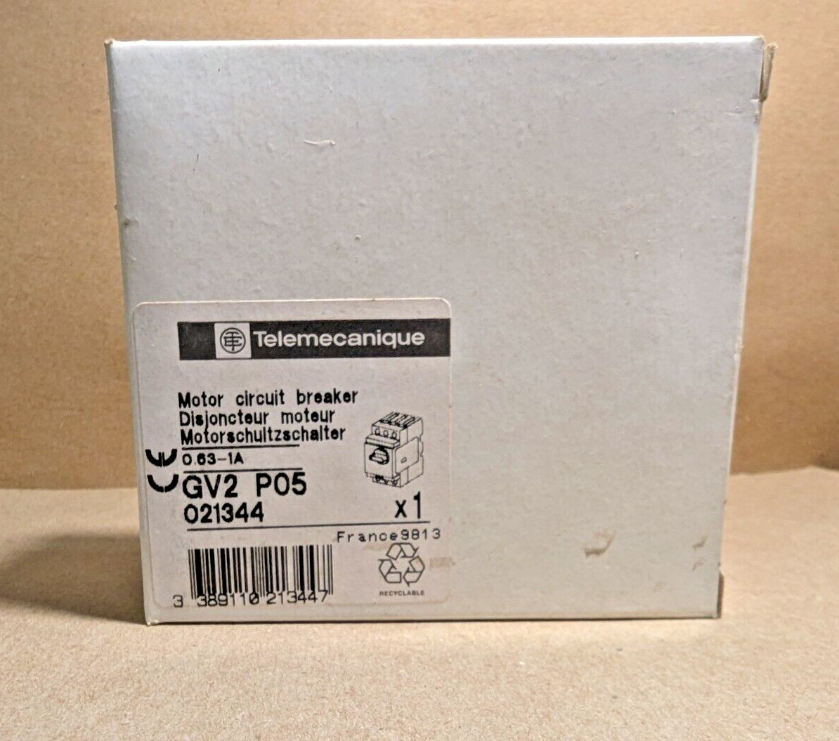 (New) Telemecanique / Schneider Electric GV2P05 Motor Circuit Breaker, .63-1A