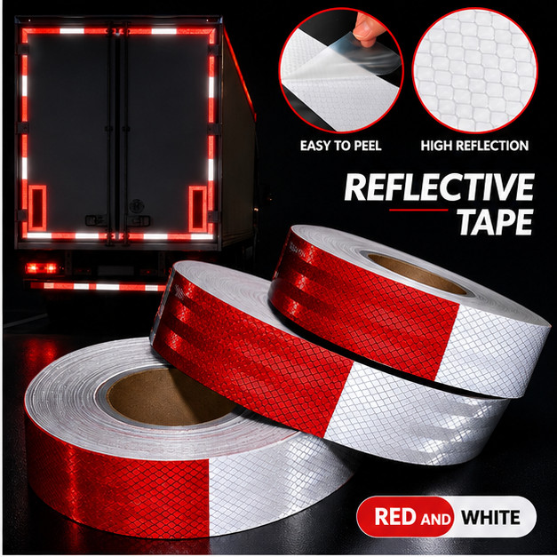 Conspicuity DOT-C2 Reflective Red White Warning Safety Tape Trailer Boat 2″x200′