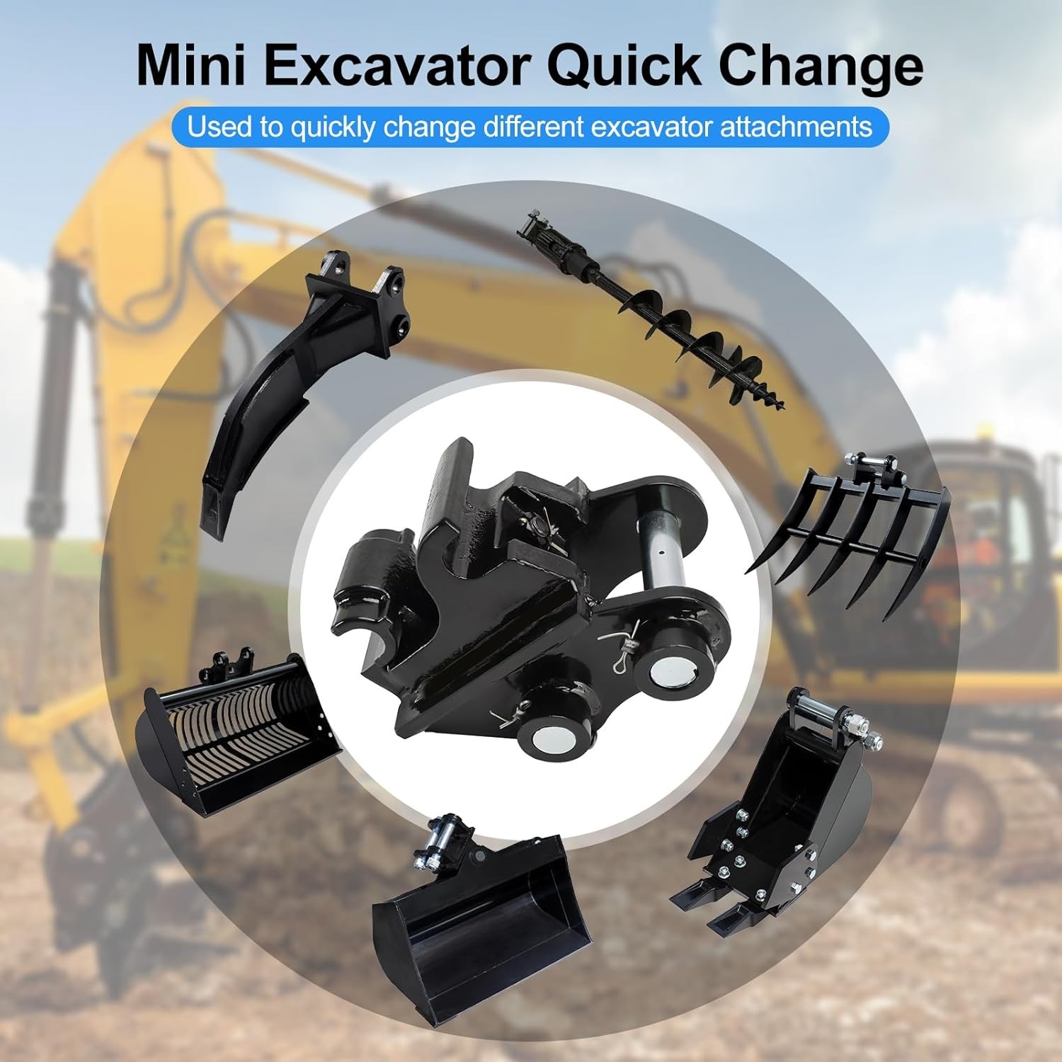 Quick Hitch Mini Excavator Attachments For AGT TYPHON 1 Ton to 2 Tons