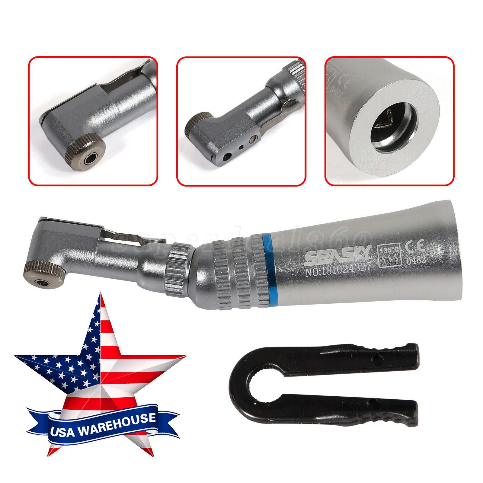SEASKY NSK Style Dental Contra Angle Low Speed Handpiece /4Hole Air Motor E-Type