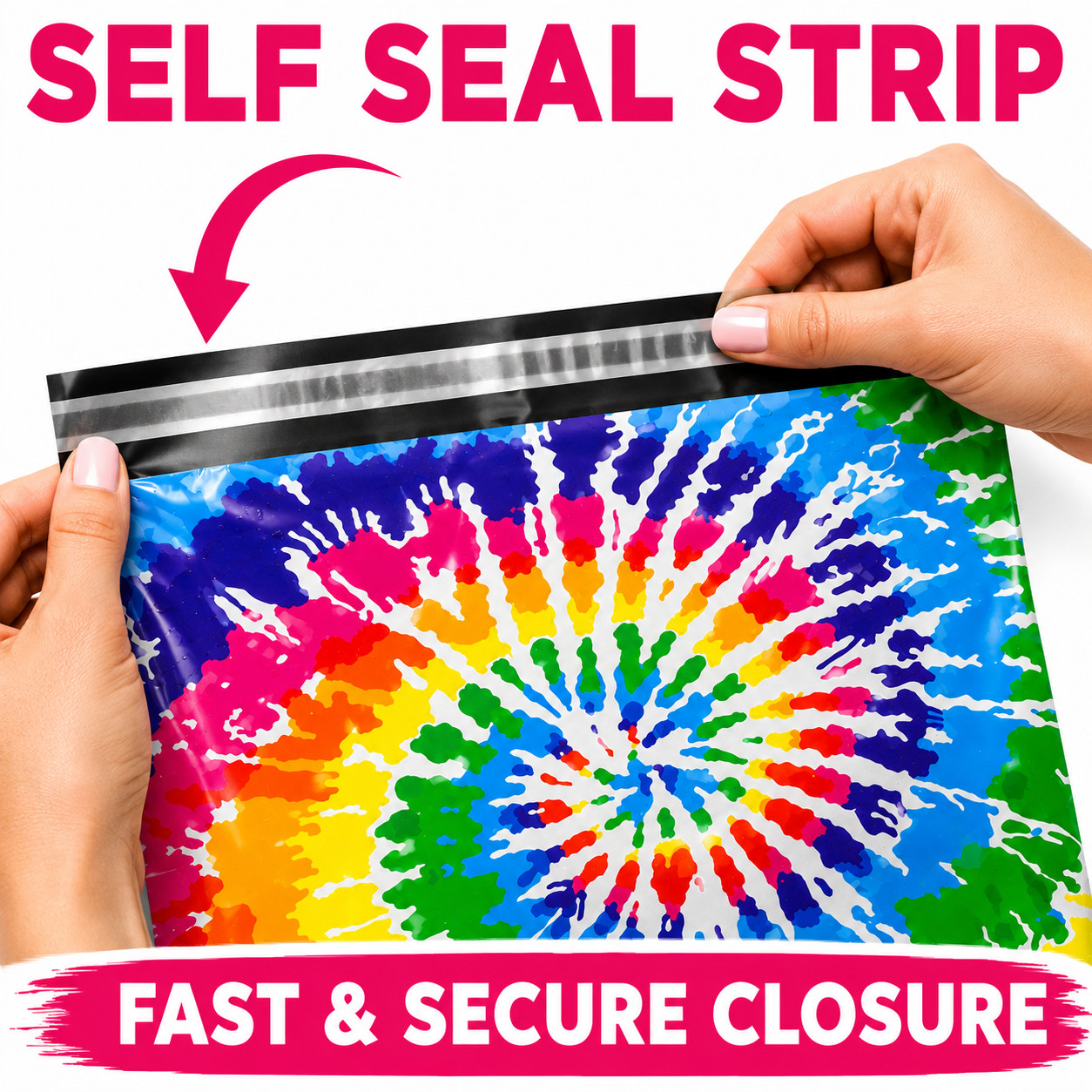 Tie Dye Poly Mailers 10×13 Designer Shipping Bags Self Seal Boutique