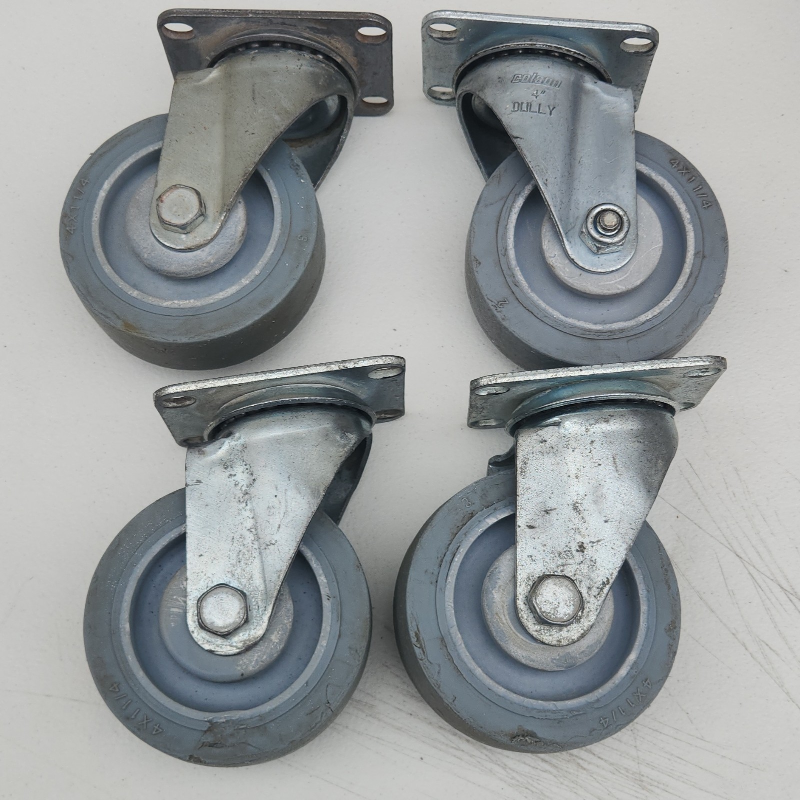 Lot of 4 Colson Dolly 4″ Wheel Swivels Caster grey