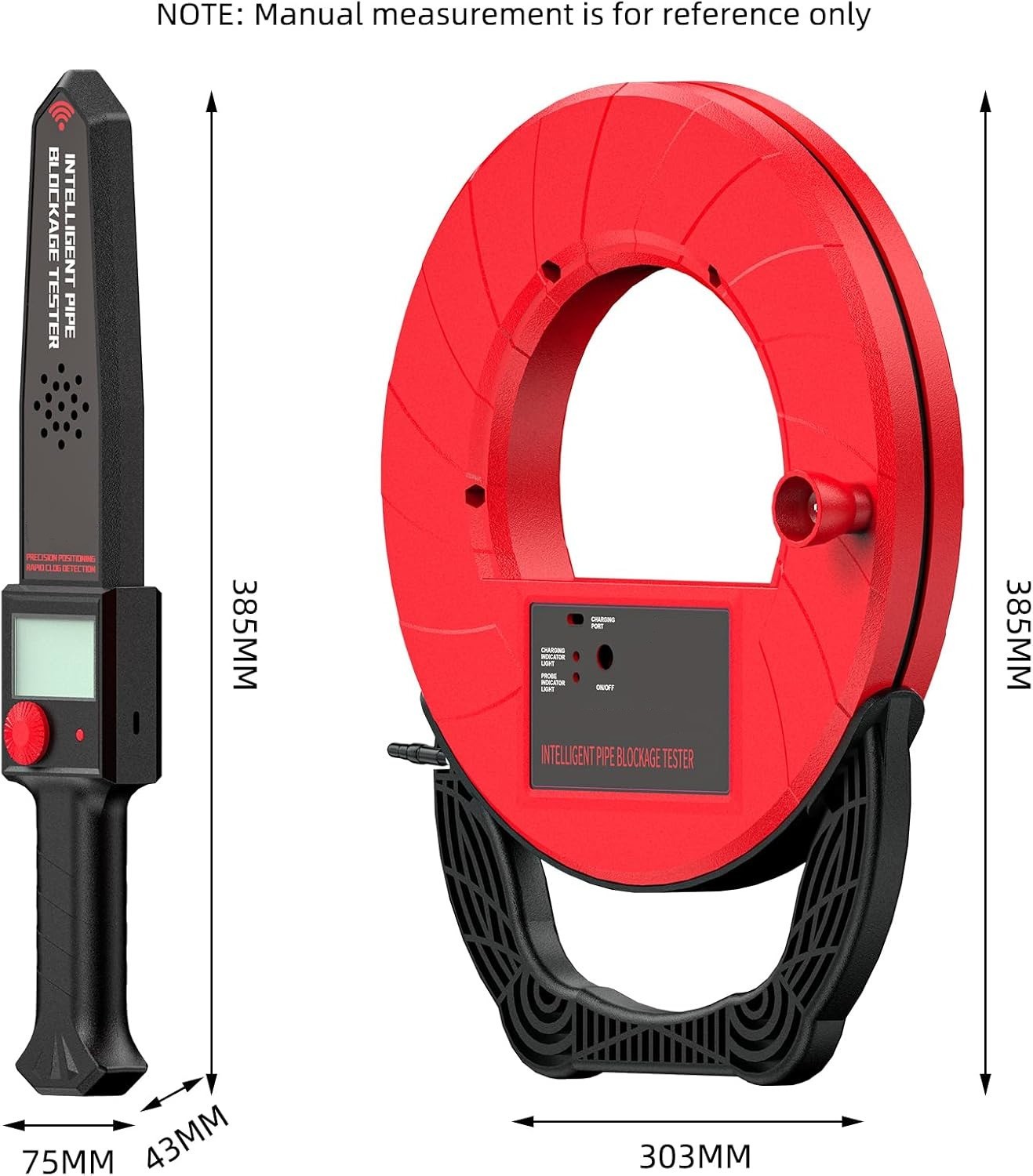 Pipe Blockage Detector Locators 100ft/30m Waterproof for PVC Plastic Metal